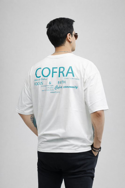 Cofra Manifest Tee White — camiseta edición limitada minimalista hecha en Ecuador, COFRA STUDIO