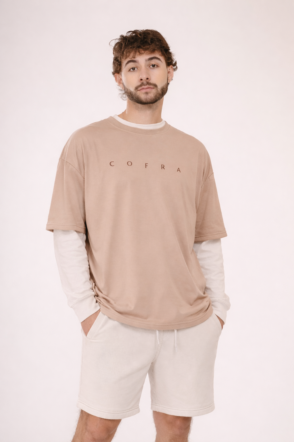 Cofra Focus Tee Capuccino — camiseta edición limitada minimalista hecha en Ecuador, COFRA STUDIO