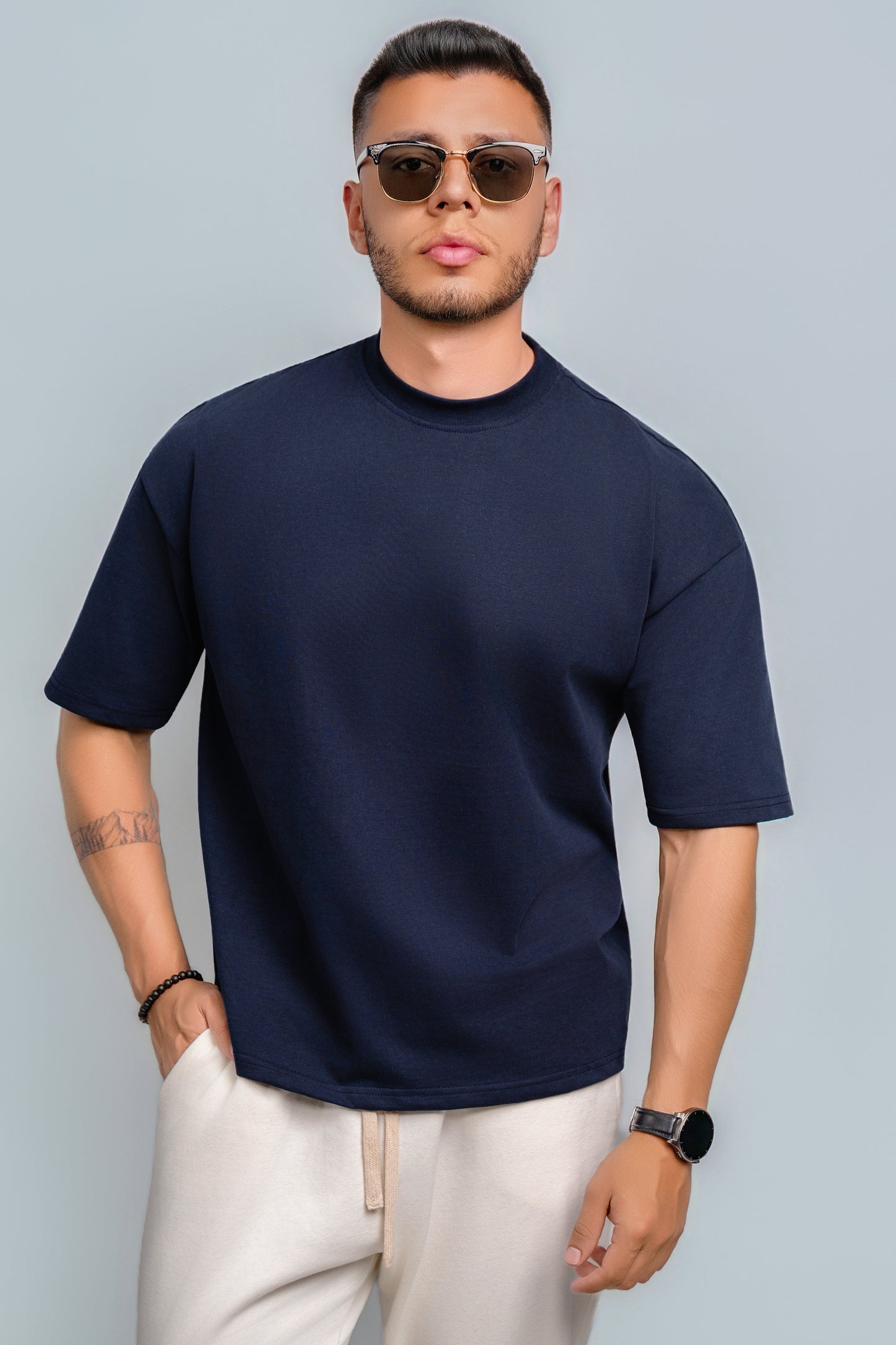 Tempo Tee Blue — camiseta oversize algodón 260GSM hecha en Ecuador, COFRA STUDIO