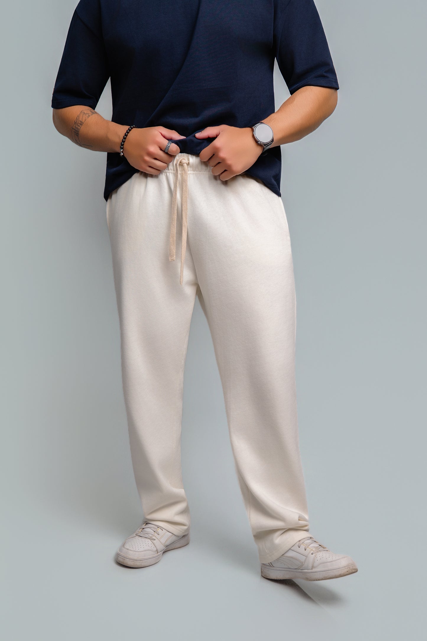 Beatline Pant Beige — pantalón casual minimalista algodón hecho en Ecuador, COFRA STUDIO
